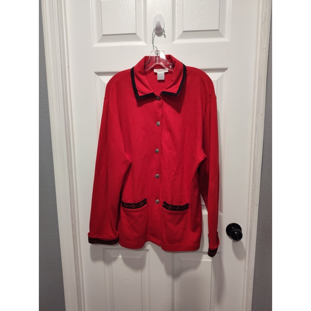 Talbots Women's Cotton Red Blazer Jacket‎ Cardigan Coat Button Pockets, Sz Large - Picture 10 of 10